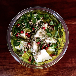 marinated feta with pink peppercorn and fennel seed