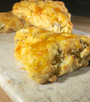 cornmeal scones with red cheddar and apricot