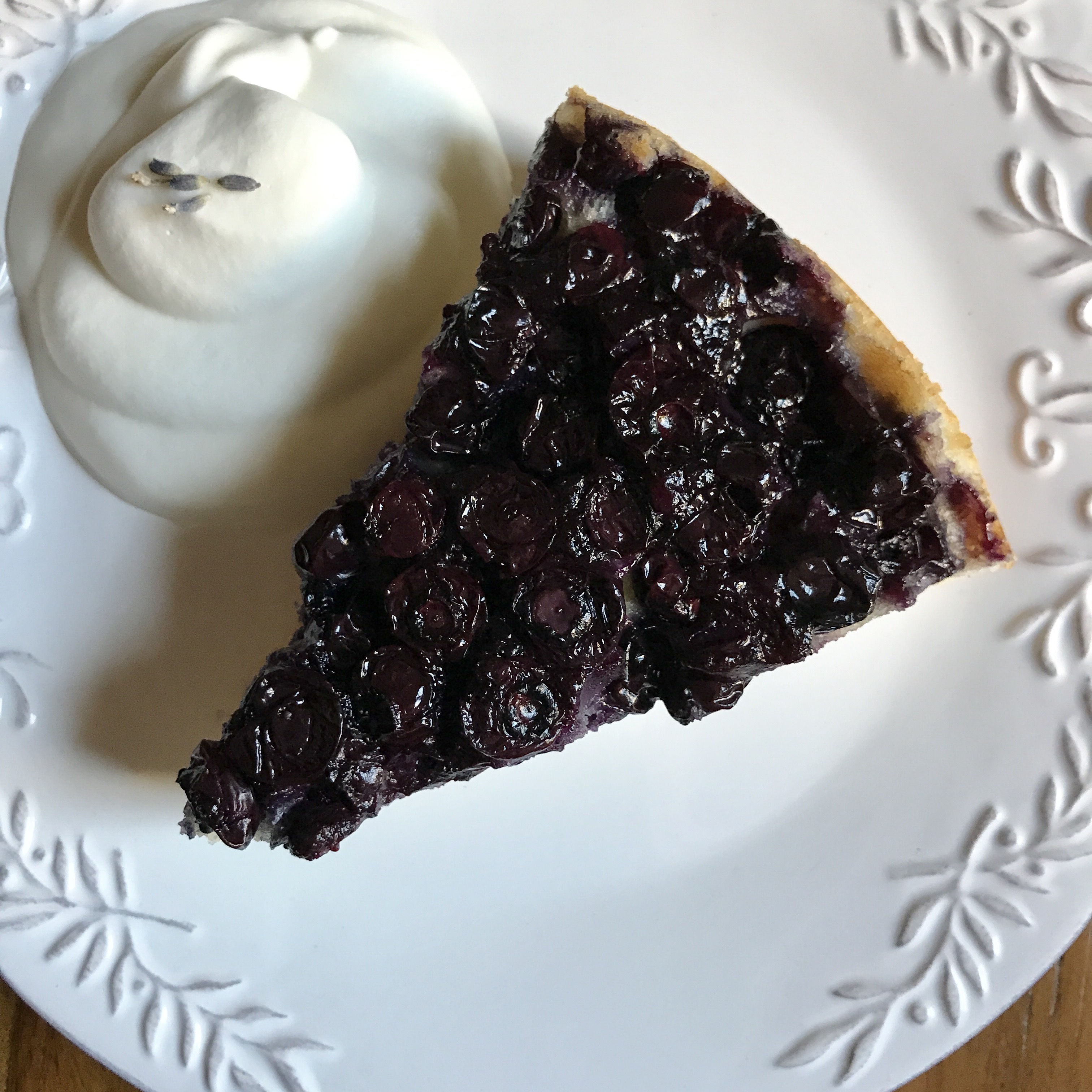 Blueberry Upside Down Cake with Lavender Whipped Cream Thirsty Radish