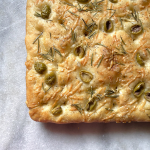 Rosemary olive focaccia with Parmesan